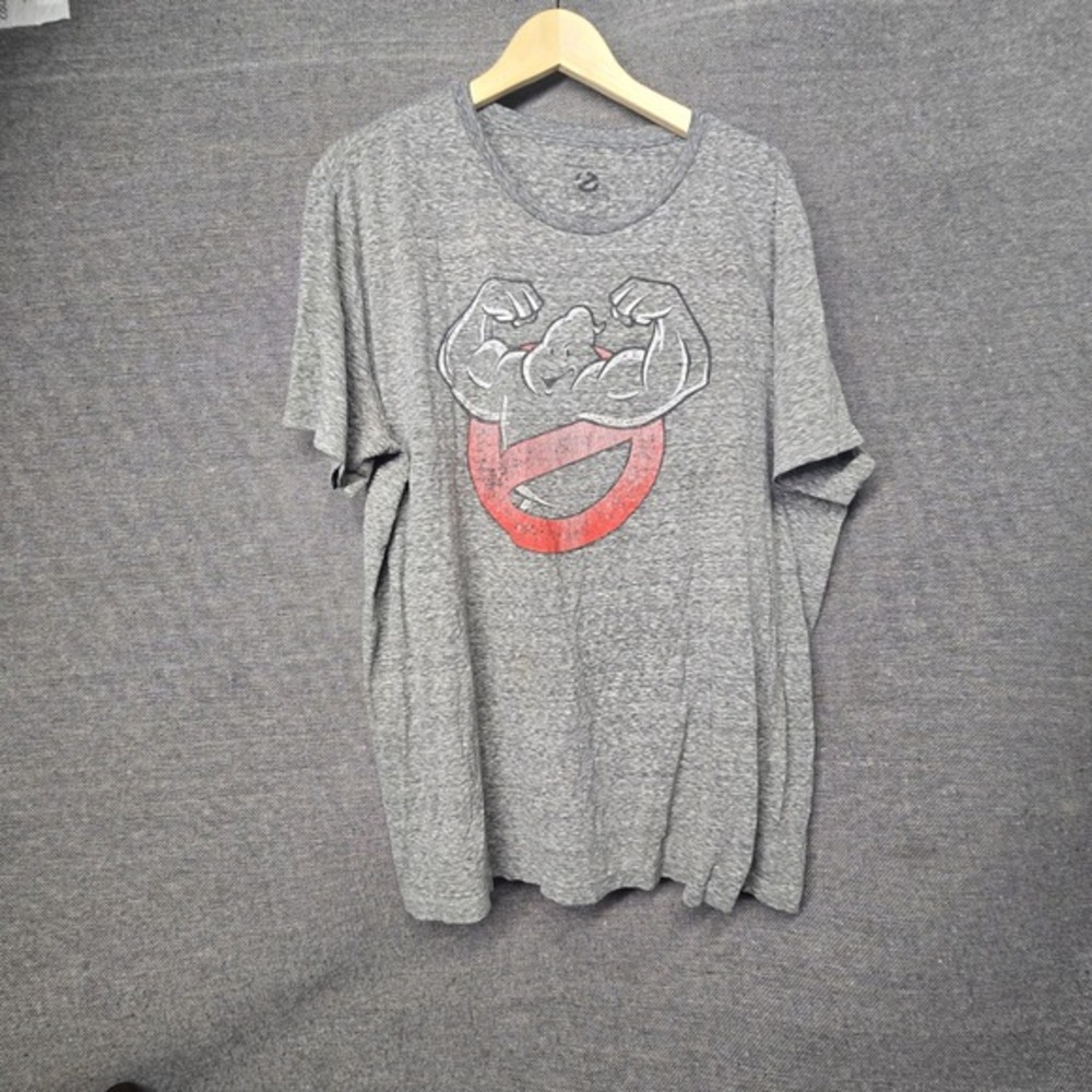 Ghostbusters Mad Engine Mens 2X Gray Heather Buff Logo Graphic T-Shirt Short Slv